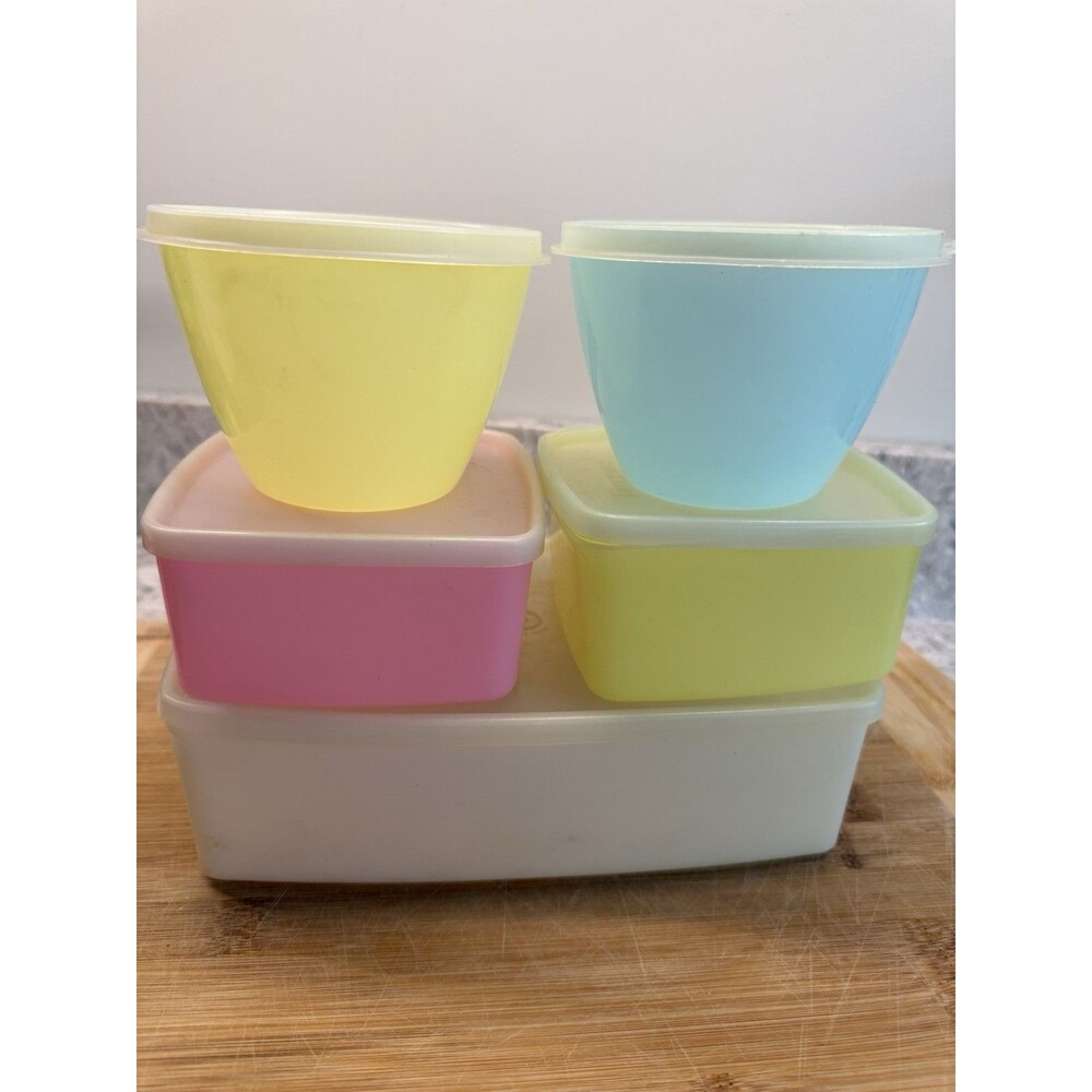 Tupperware Vintage Pastel Storage Container Set Of 5 w/Lids